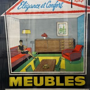 Vintage French Poster - "Élégance et Confort" - Mid-Century Modern Interior Design – MEUBLES (44.5" x 61.75")