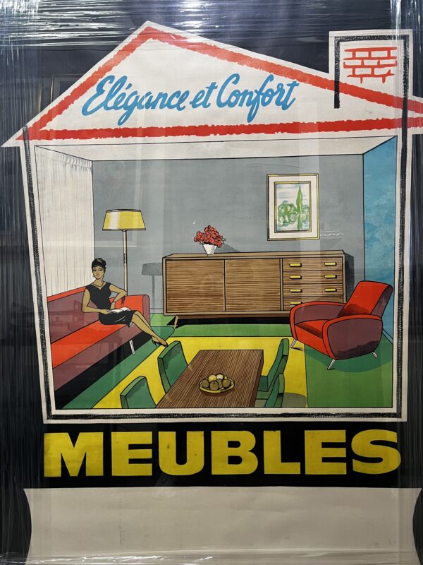 Vintage French Poster - "Élégance et Confort" - Mid-Century Modern Interior Design – MEUBLES (44.5" x 61.75")